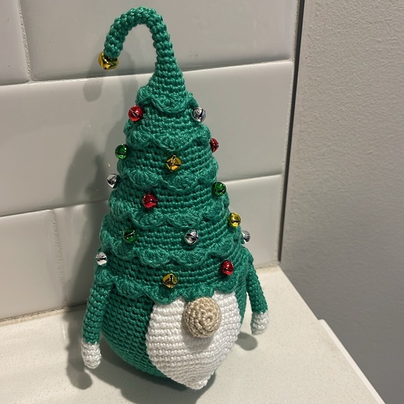 Handcrafted Christmas Tree Gnome Crochet Jingle Bell Ornaments Holiday Decor - Picture 6 of 14